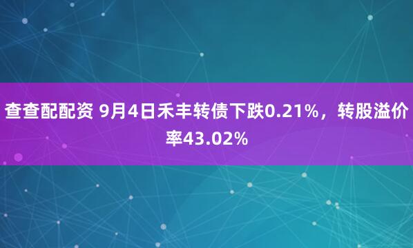 查查配配资 9月4日禾丰转债下跌0.21%，转股溢价率43.02%